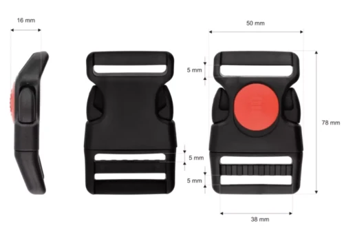 Klamra 38 mm plastikowa mrozoodporna blokada – czarno-czerwona, 5 szt.