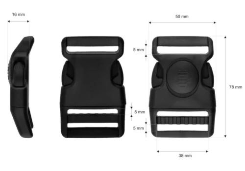 Klamra 38 mm plastikowa mrozoodporna z blokadą – czarna, 5 szt.