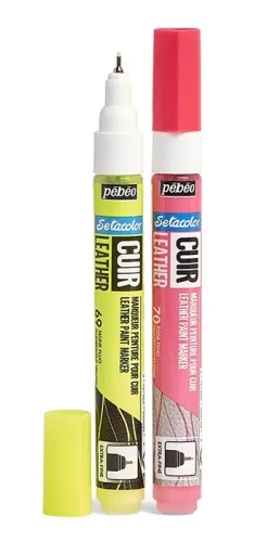 Zestaw 2x Markerów FLUO do Malowania Skóry PEBEO Farba do skóry