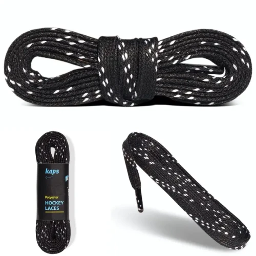 Sznurówki 213 cm Poliestrowe Czarno Białe Łyżwy Hokej IMPREGNOWANE