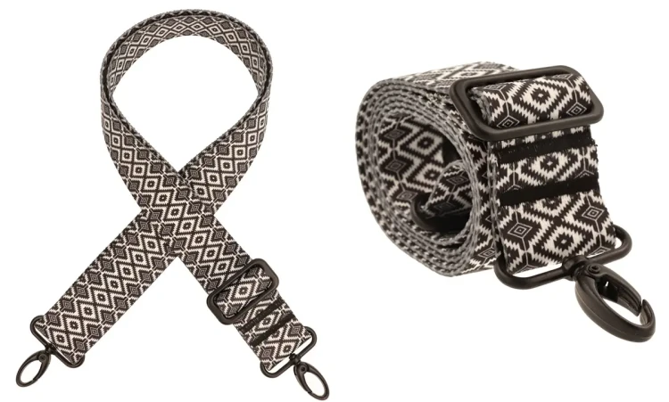 PASEK do Torebki 40mm BLACK ROMB regulowany Zepnij CZARNY MAT