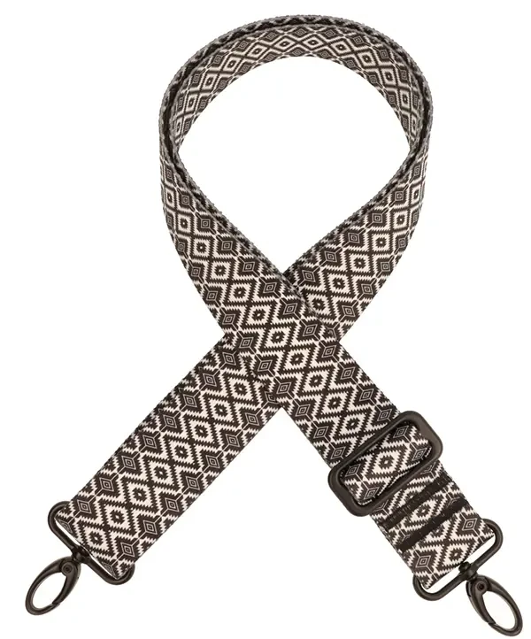 PASEK do Torebki 40mm BLACK ROMB regulowany Zepnij CZARNY MAT