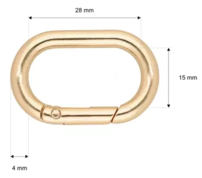 OWAL Szekla 25mm / 15mm Otwierany 5szt ZŁOTY karabińczyk