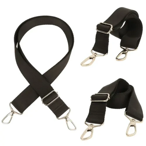 PASEK do Torebki 40mm CZARNY regulowany Zepnij Okucia Srebrne