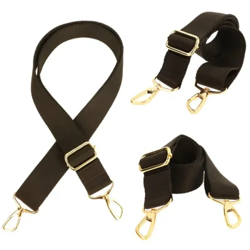 PASEK do Torebki 40mm CZARNY regulowany Zepnij Okucia Złote