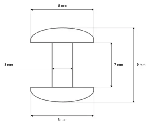 Nity Dwustronne 8x9mm Kaletnicze Ciemny Nikiel  Zestaw 100 szt