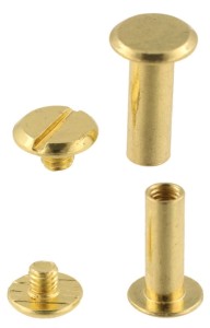 Nity skręcane Nit Śrubka 30mm Złoty płaski 10szt 