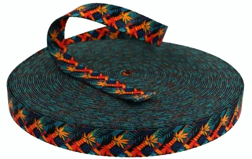 Taśma 25mm z Grafiką TROPIKI Sublimacja Druk na Taśmie Nośnej