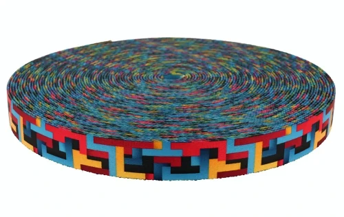 Taśma 25mm z Grafiką TETRIS Sublimacja Druk na Taśmie Nośnej