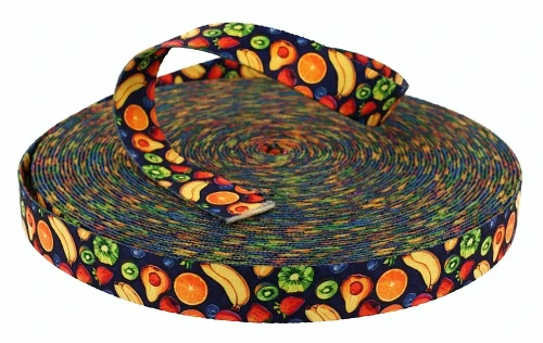 Taśma 25mm z Grafiką OWOCE Sublimacja Druk na Taśmie Nośnej