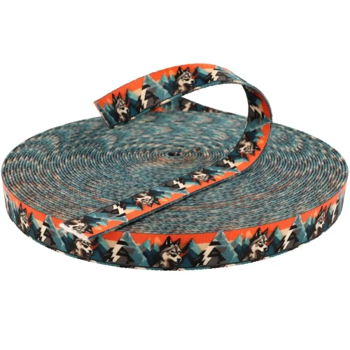 Taśma Nośna 25mm z Grafiką WILK Sublimacja naDruk Smycz Obroża