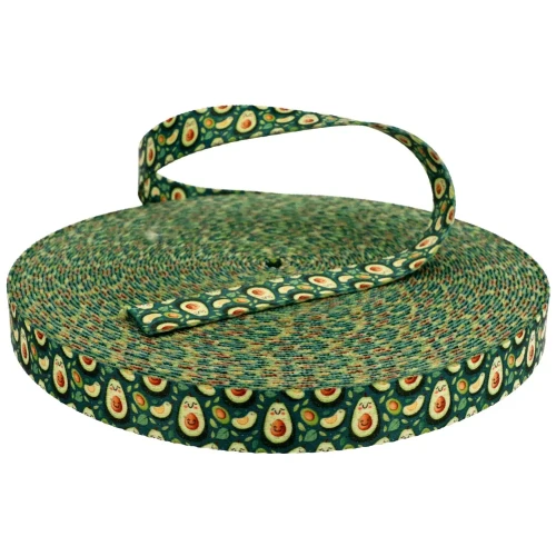 Taśma Nośna 25mm z Grafiką AVOCADO Sublimacja naDruk Smycz Obroża