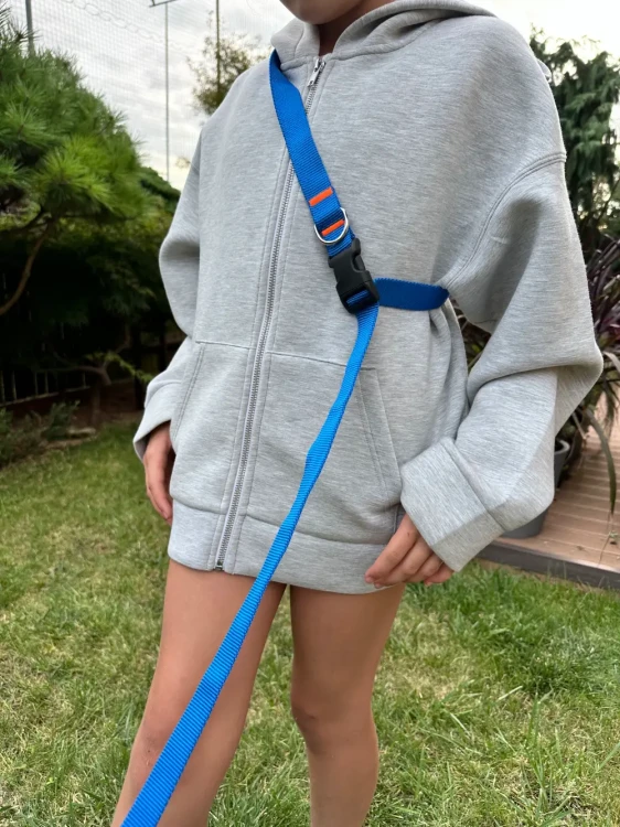 Smycz dla Psa z Amortyzatorem 280cm NIEBIESKA Regulowana Sportowa