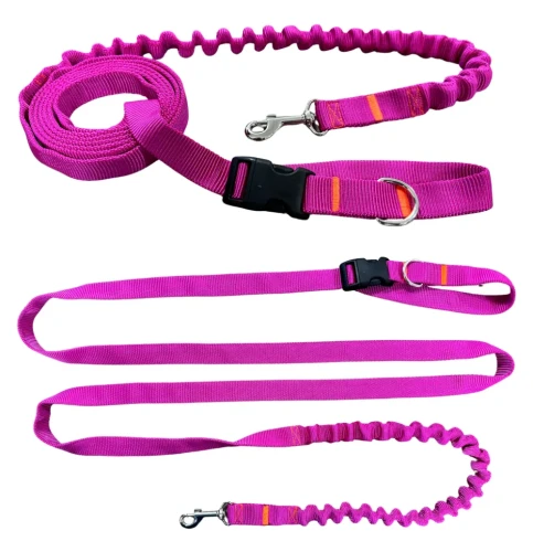 Smycz dla Psa z Amortyzatorem 280cm FUKSJA Regulowana Sportowa