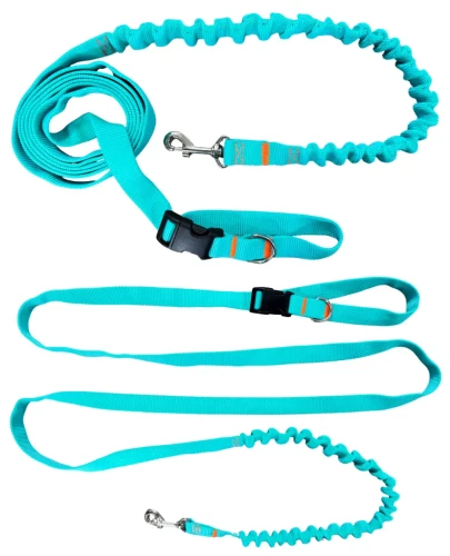 Smycz dla Psa z Amortyzatorem 280cm MIĘTA Regulowana Sportowa