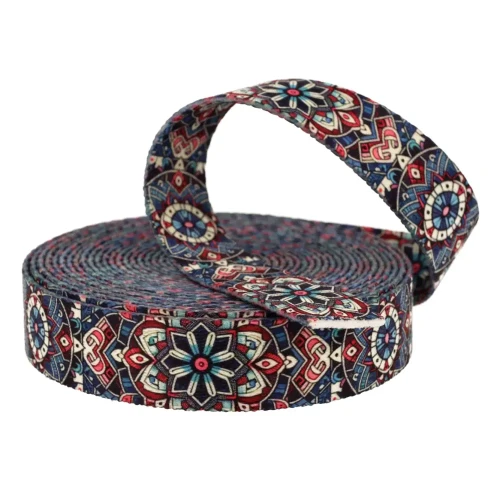 Taśma Nośna 20mm z Nadrukiem Sublimacyjnym ETNO MANDALA