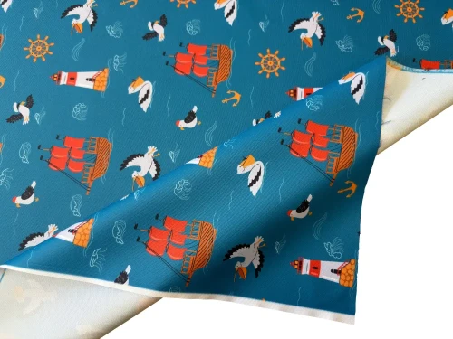 Tkanina OXFORD z Nadrukiem Wodoodporna Sublimacja 70cm x 100cm MORSKI