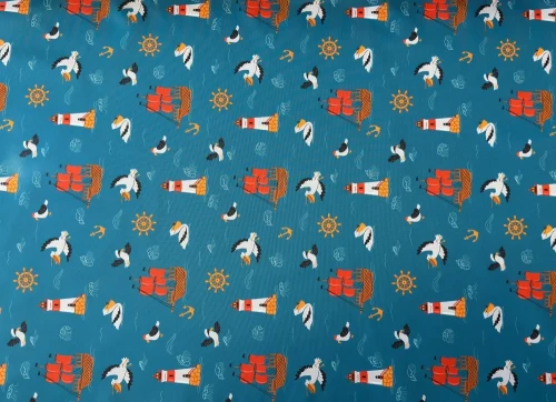 Tkanina OXFORD z Nadrukiem Wodoodporna Sublimacja 70cm x 100cm MORSKI