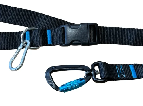 Smycz z Amortyzatorem CZARNA Regulowana z Rączką 400kg Skracana Pas biodrowy