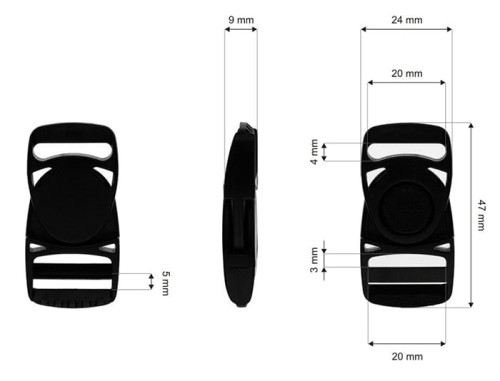 Klamra plastikowa 20mm Obrotowa Czarna 10szt