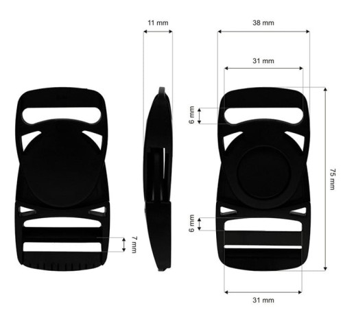 Klamra plastikowa 30mm Obrotowa Czarna 10szt