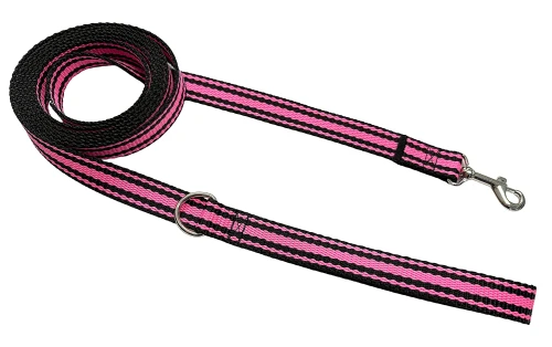 Smycz dla psa klasyczna spacerowa Solidna Wygodna Czarno Różowa