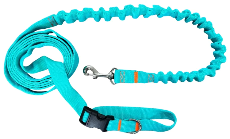 Smycz dla Psa z Amortyzatorem 380cm MIĘTA Regulowana HandsFree Made in Poland