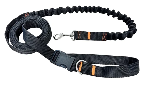 Smycz dla Psa z Amortyzatorem 380cm CZARNA Regulowana HandsFree Made in Poland