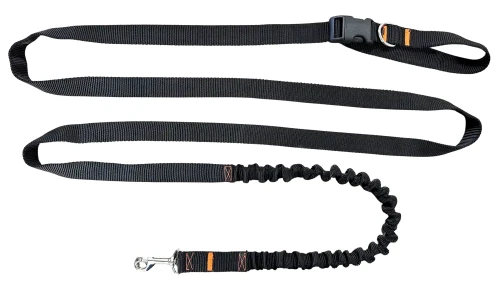 Smycz dla Psa z Amortyzatorem 380cm CZARNA Regulowana HandsFree Made in Poland