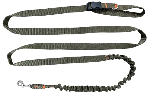 Smycz dla Psa z Amortyzatorem 480cm KHAKI Regulowana HandsFree Made in Poland