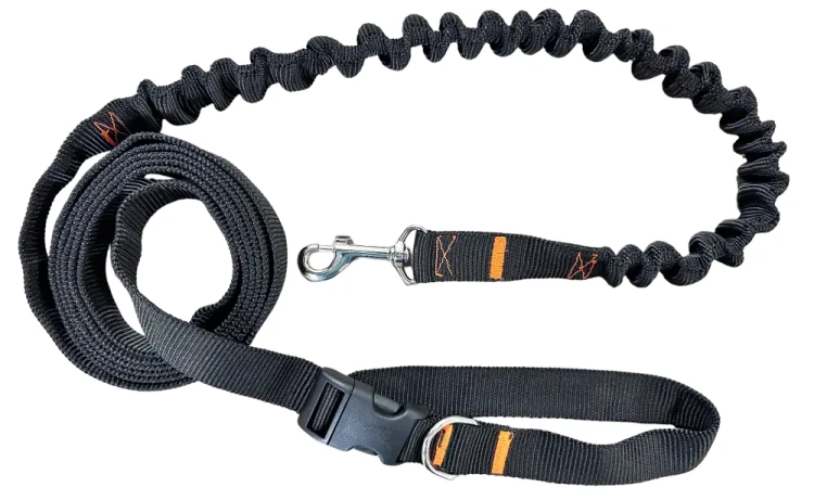 Smycz dla Psa z Amortyzatorem 480cm CZARNA Regulowana HandsFree Made in Poland