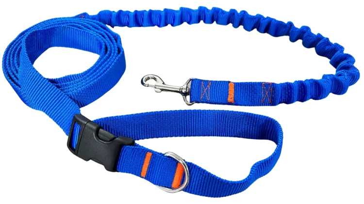 Smycz dla Psa z Amortyzatorem 480cm NIEBIESKA Regulowana HandsFree Made in Poland