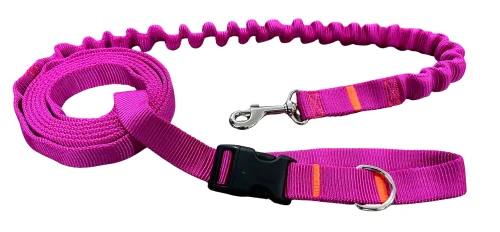 Smycz dla Psa z Amortyzatorem 480cm FUKSJA Regulowana HandsFree Made in Poland