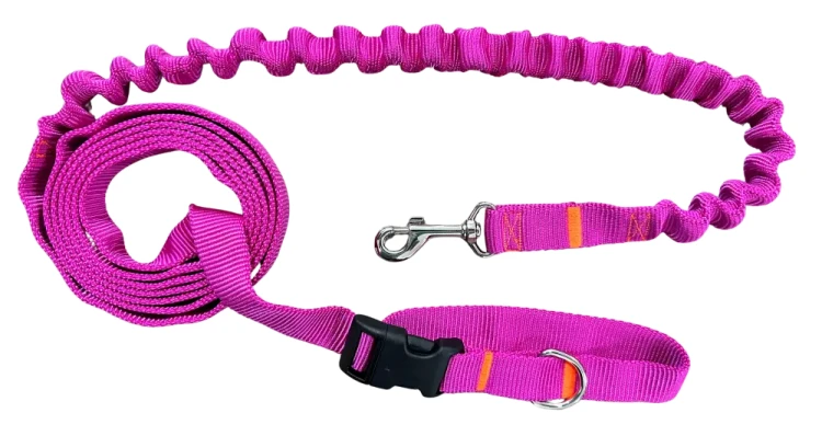 Smycz dla Psa z Amortyzatorem 480cm FUKSJA Regulowana HandsFree Made in Poland