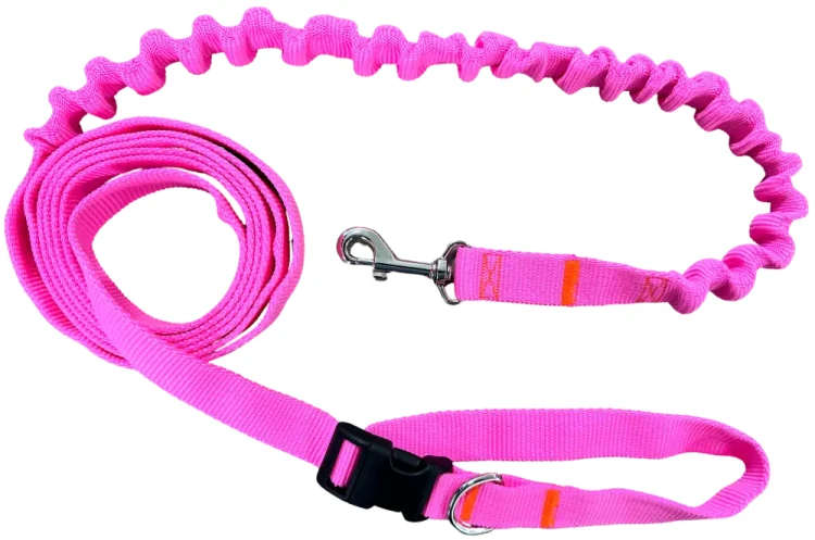 Smycz dla Psa z Amortyzatorem 480cm RÓŻ NEON Regulowana HandsFree Made in Poland