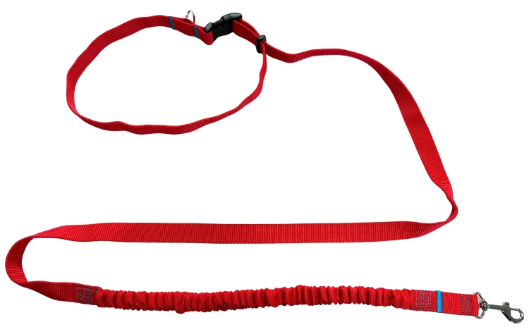 Smycz dla Psa z Amortyzatorem 380cm CZERWONA Regulowana HandsFree Made in Poland