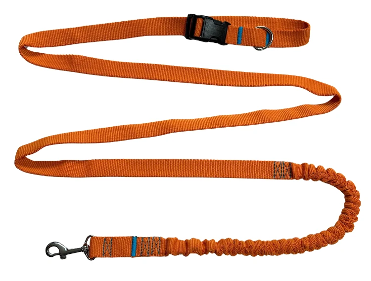 Smycz dla Psa z Amortyzatorem 380cm ORANGE Regulowana HandsFree Made in Poland