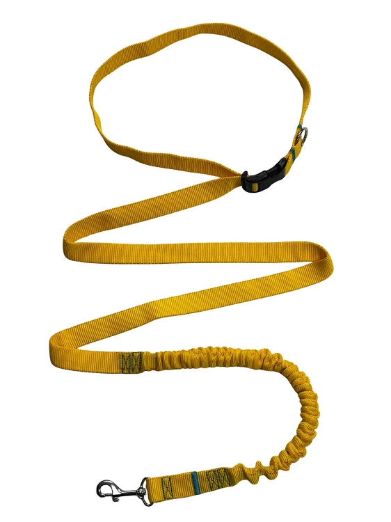Smycz dla Psa z Amortyzatorem 380cm ŻÓŁTA Regulowana HandsFree Made in Poland