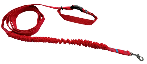 Smycz dla Psa z Amortyzatorem 480cm CZERWONA Regulowana HandsFree Made in Poland