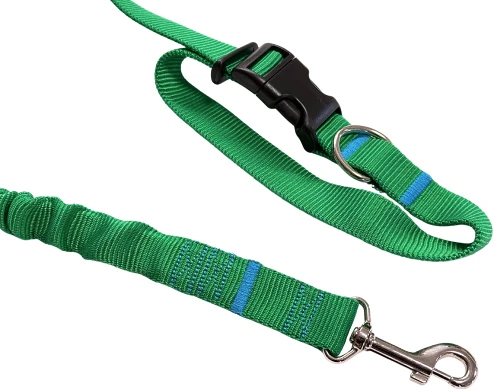 Smycz dla Psa z Amortyzatorem 480cm ZIELONA Regulowana HandsFree Made in Poland