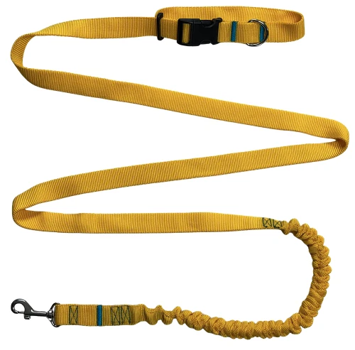 Smycz dla Psa z Amortyzatorem 480cm ŻÓŁTA Regulowana HandsFree Made in Poland