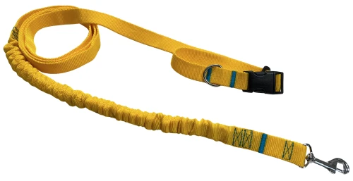 Smycz dla Psa z Amortyzatorem 480cm ŻÓŁTA Regulowana HandsFree Made in Poland