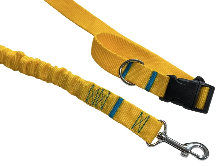 Smycz dla Psa z Amortyzatorem 480cm ŻÓŁTA Regulowana HandsFree Made in Poland