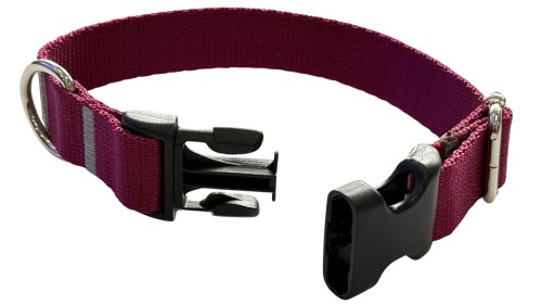 Obroża dla Psa 2,5 cm z klamrą Regulowana Bordowa Zepnij