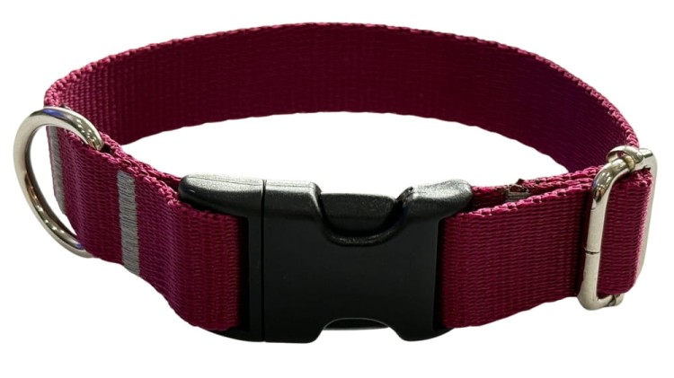 Obroża dla Psa 2,5 cm z klamrą Regulowana Bordowa Zepnij