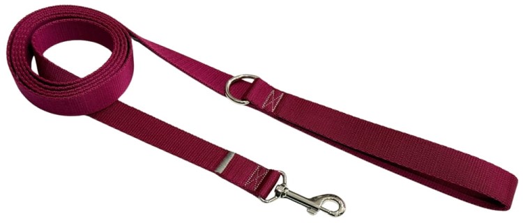 Smycz dla Psa Tradycyjna 2,5 cm Bordowa Zepnij