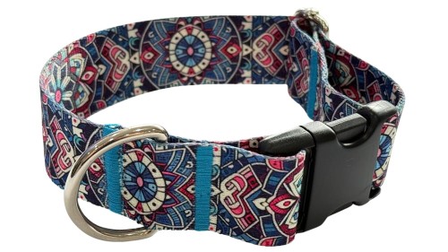 Obroża dla Psa szeroka 4 cm z klamrą EtnoMandala Zepnij