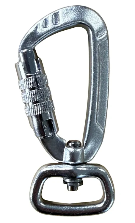 Karabinek Aluminiowy 25mm SREBRNY 400kg BLOKADA Karabińczyk