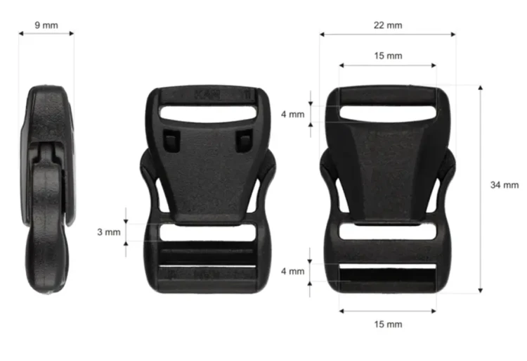Klamra plastikowa 15x34mm Czarna 20szt