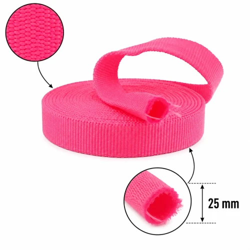 Taśma Rurowa 25mm Polipropylen Róż Neon 5mb